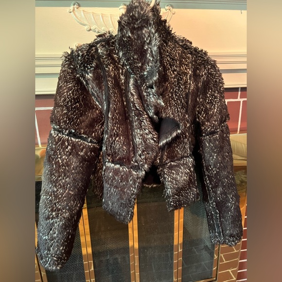 Express faux fur coat reversible black, brown. Sz 2. Sexy. Vintage. - Picture 8 of 10